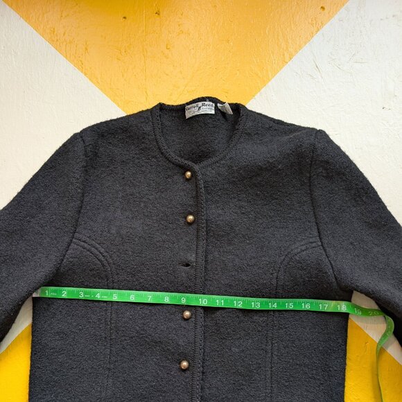 100% Wool Carrol Reed Vintage Black Button up Sweater Cardigan Medium 12 - Picture 9 of 12